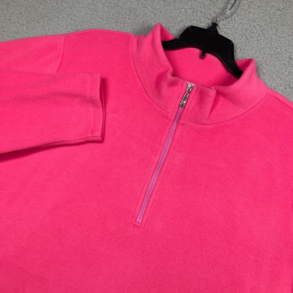 Belle by Kim Gravel 1/4 Zip Fleece Pullover Women XL Pink Mock Neck Cozy Relaxed